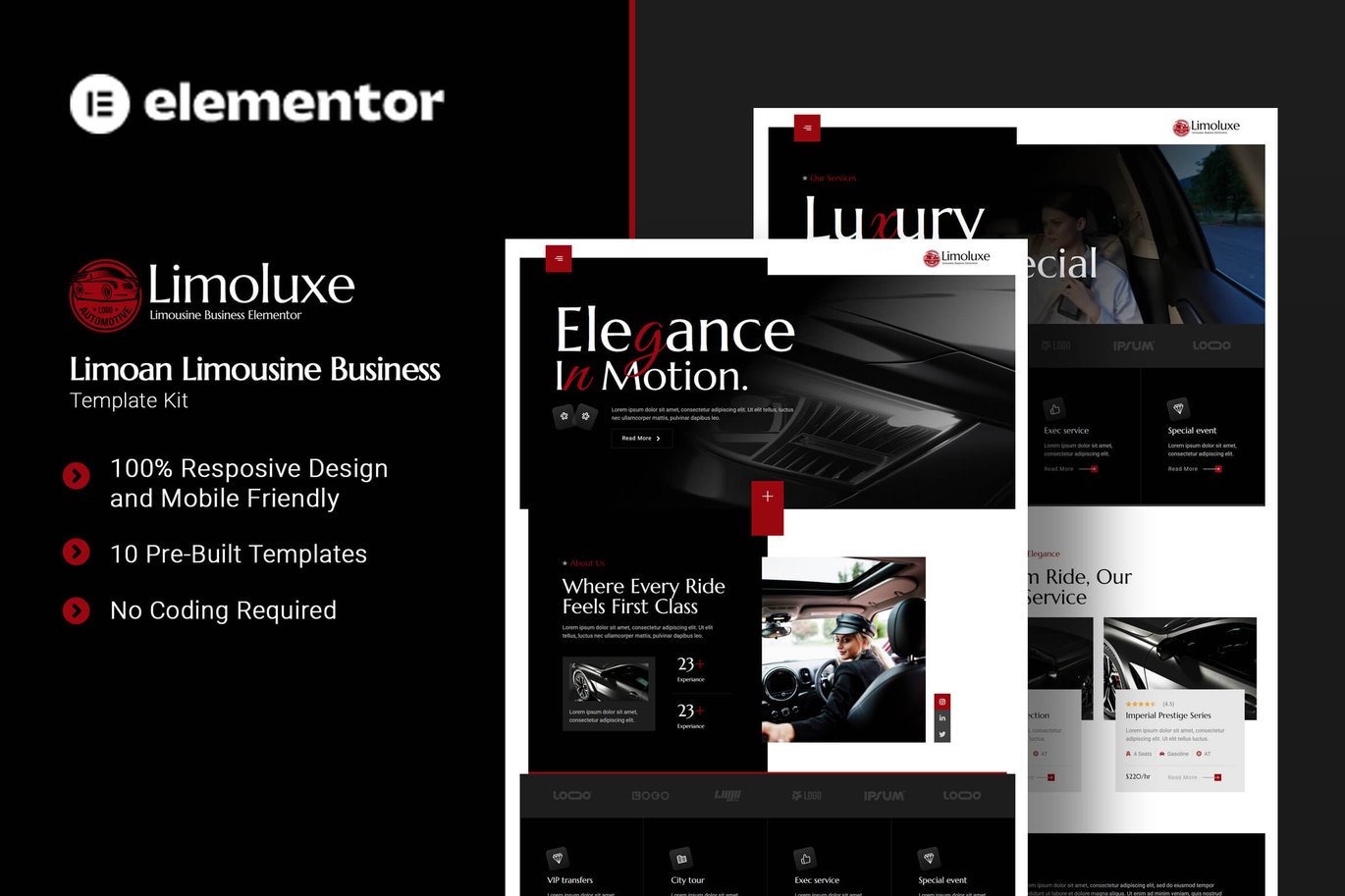 Limoluxe – Limoan Limousine Business Elementor Template Kit